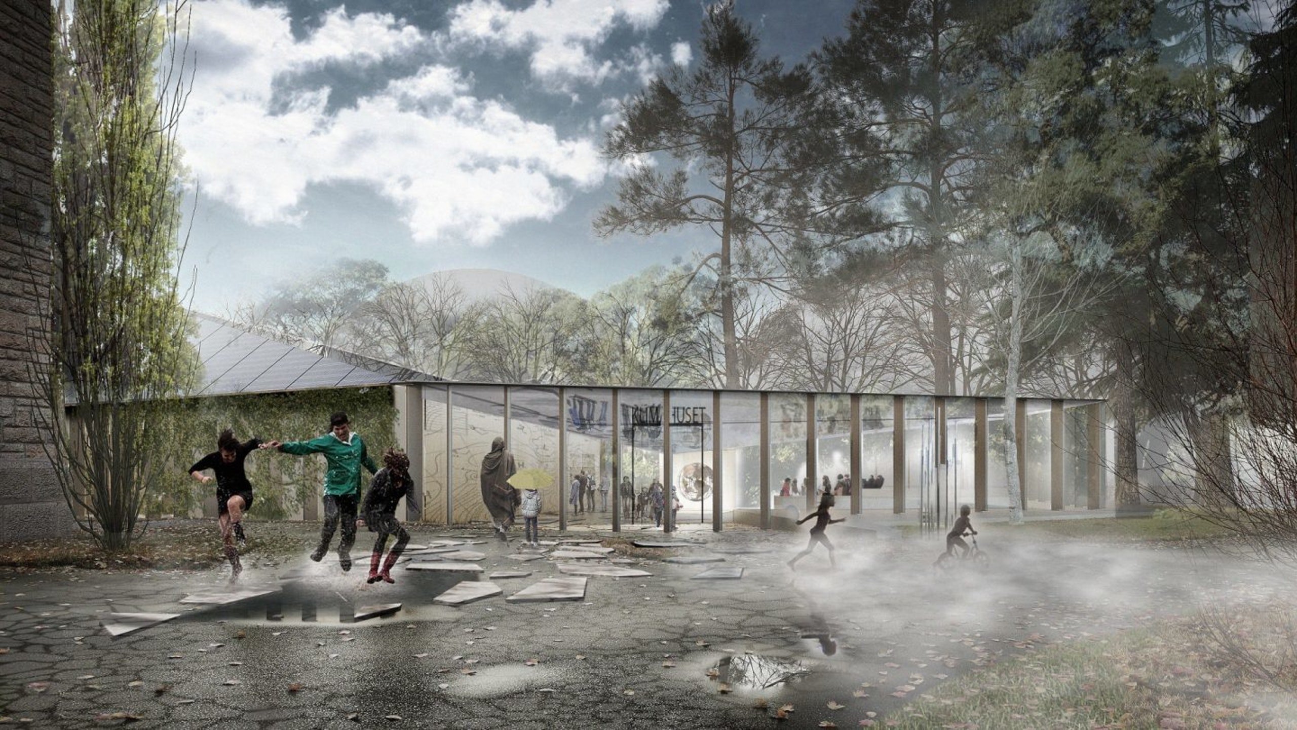 Illustrasjon av Klimahuset i Botanisk Hage.